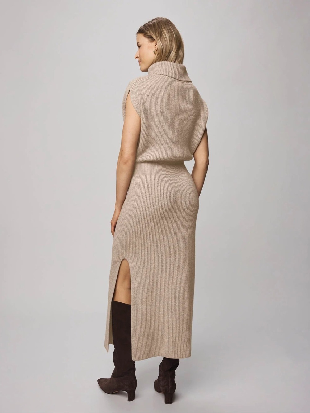 Splendid Marigold Cashmere Blend Ribbed Turtleneck Sweater Dress NWT XS - Picture 7 of 10
